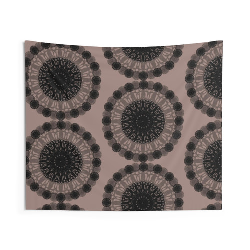 Floral Black Mandala Tapestry Wall Art