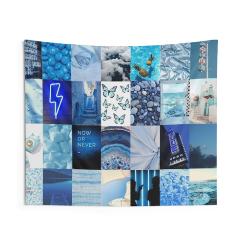 Blue Aesthetic Collage Tapestry