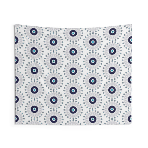 Navy Blue Mediterranean Mandala Tapestry