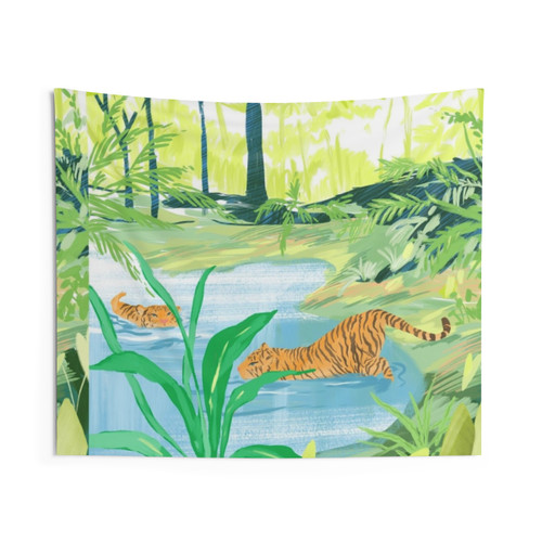 Vibrant Rainforest Tapestry - Watercolor and Acrylic Nature Inspired Wall Art