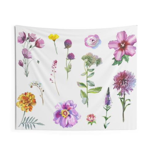 Watercolor Wildflowers Tapestry Wall Decor