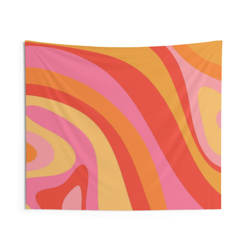 Retro Swirl Abstract Pattern Tapestry