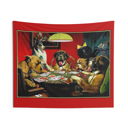 Vintage Dogs Playing Poker Tapestry Wall Decor