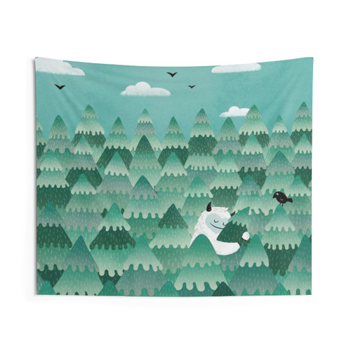 Tree Hugger Tapestry with Cute Forest Creature
