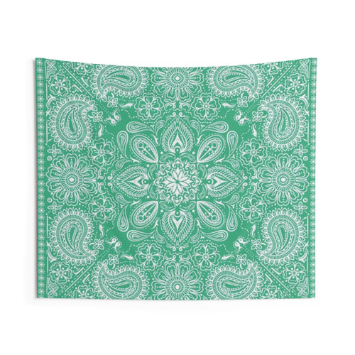 Boho Mandala Tapestry with Paisley Pattern and Symmetrical Flowers