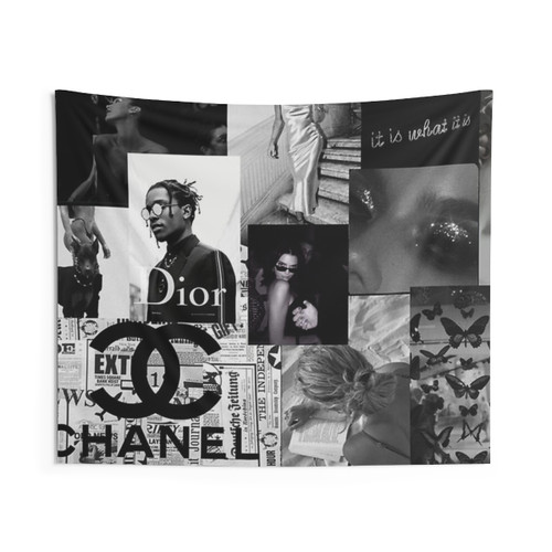 Black and White Collage Wall Tapestry