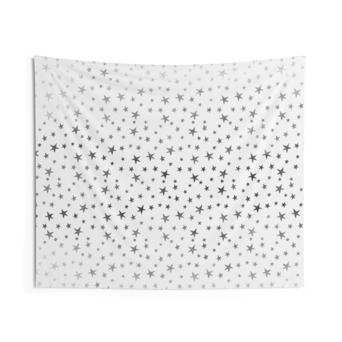 Silver and White Starry Night Tapestry