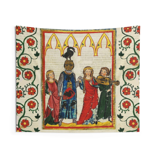 Medieval Tapestry of Knight Dancing with Ladies