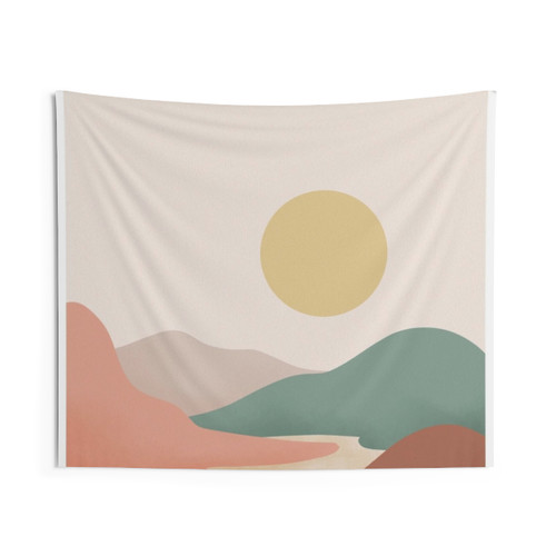 Modern Mountain Tapestry - Pastel Boho Abstract Art