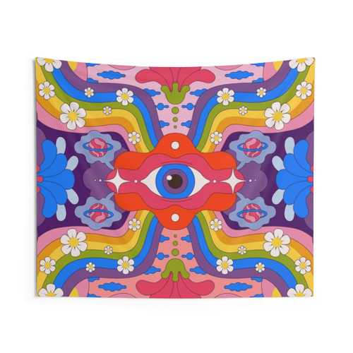 Retro Psychedelic Pattern Tapestry Wall Hanging