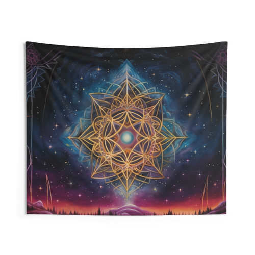 Cosmic Harmony Sacred Geometry Wall Tapestry