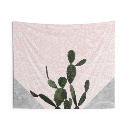 Cactus plant tapestry with Persian mosaic design