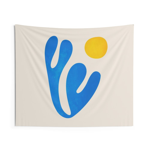 Blue Leaf & Sun Matisse Paper Cutouts Tapestry
