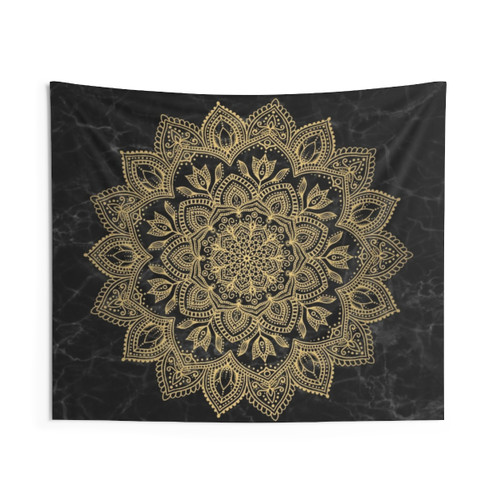 Boho Mandala Gold Marble Tapestry Wall Hanging