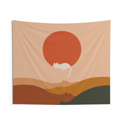 Boho Cat Landscape Tapestry