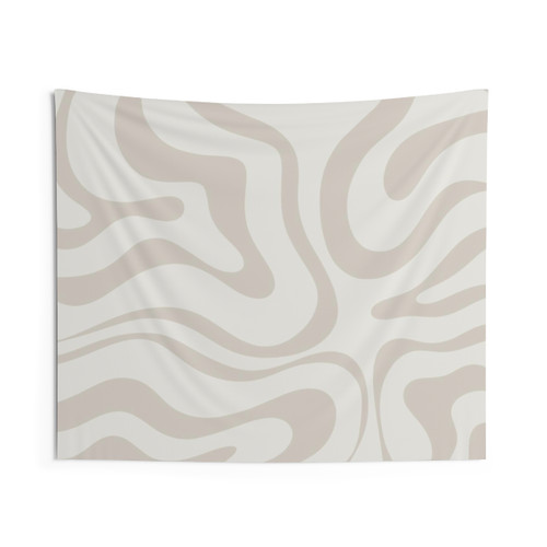 Abstract Swirl Pattern Tapestry in Light Mushroom Beige