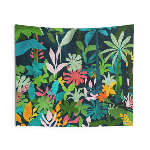 Tropical Botanical Watercolor Tapestry