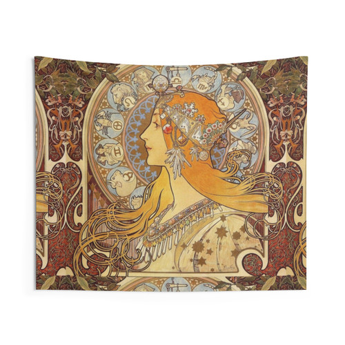 Alphonse Mucha Zodiac Art Nouveau Woman Tapestry