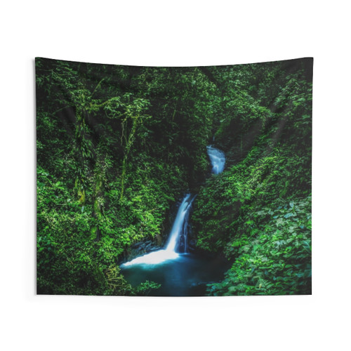 Vibrant Jungle Waterfall Tapestry Wall Hanging