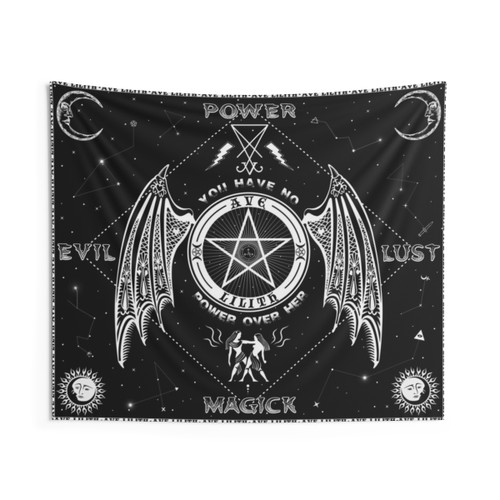 Gothic Lilith Tapestry - Mystic Dark Art Wall Hanging