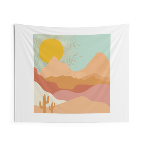 Boho Southwestern Cactus Landscape Tapestry