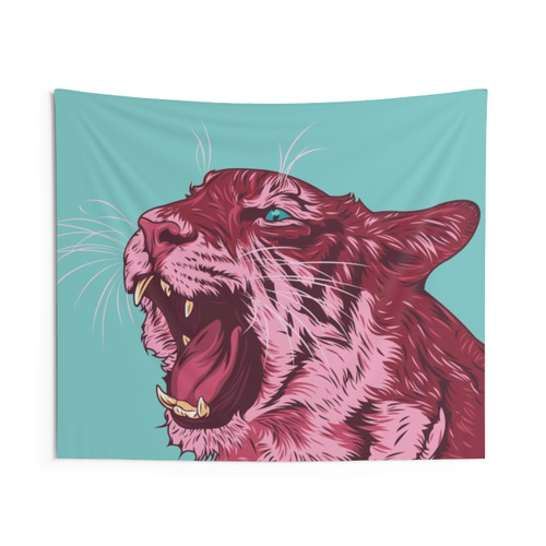 Magenta Tiger Tapestry Wall Hanging