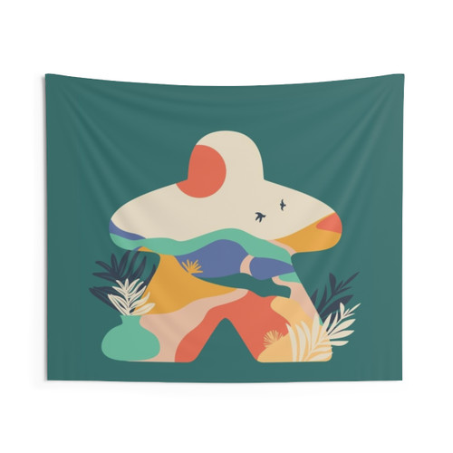 Boho River Pattern Meeple Tapestry for Board Game Lovers