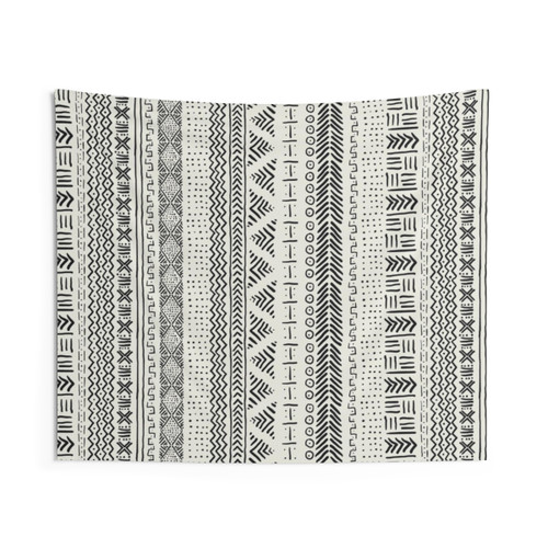 Boho Eclectic Stripe Tapestry in Neutral Colors