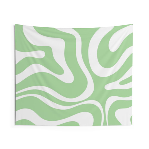 Retro Modern Abstract Tapestry in Mint Green and White