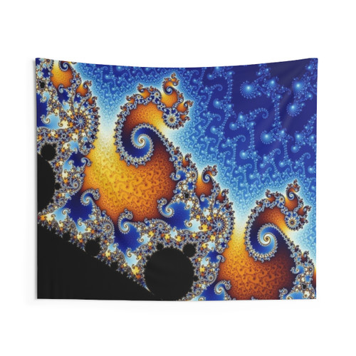 Mandelbrot Blue Double Spiral Fractal Tapestry
