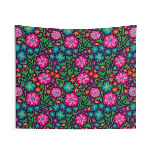 Bright Tropical Floral Tapestry in Mexican Style by UnBlink Studio