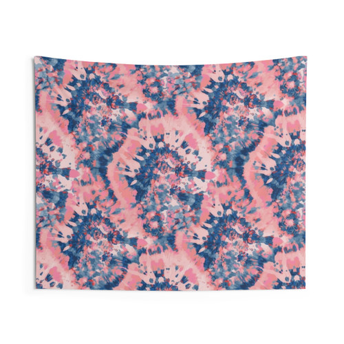 Beautiful soft blue and pink tie dye tapestry