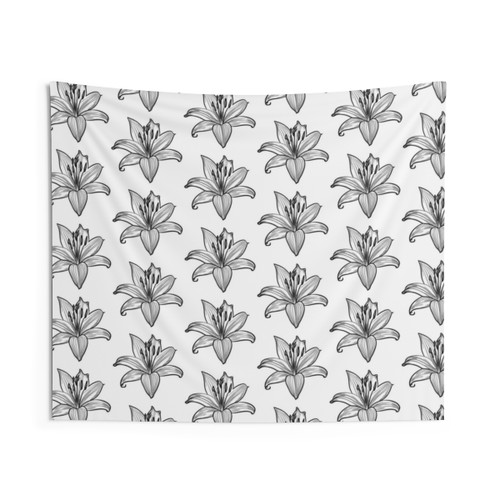 Lily Flower Sketch Design Tapestry