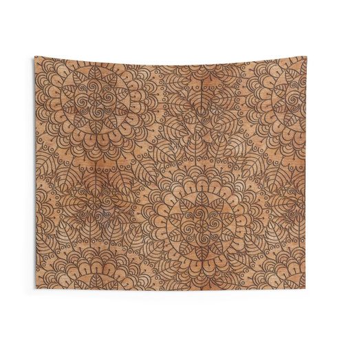 Rustic Floral Mandala Tapestry