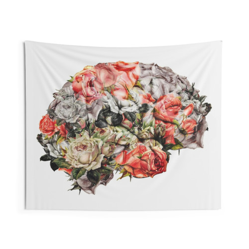 Surreal Floral Brain Tapestry