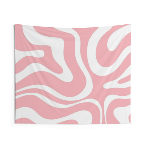Retro modern blush pink and white swirl pattern tapestry