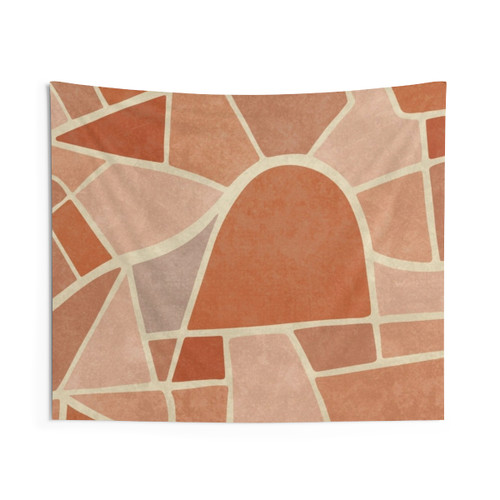 Abstract earth tone shapes tapestry