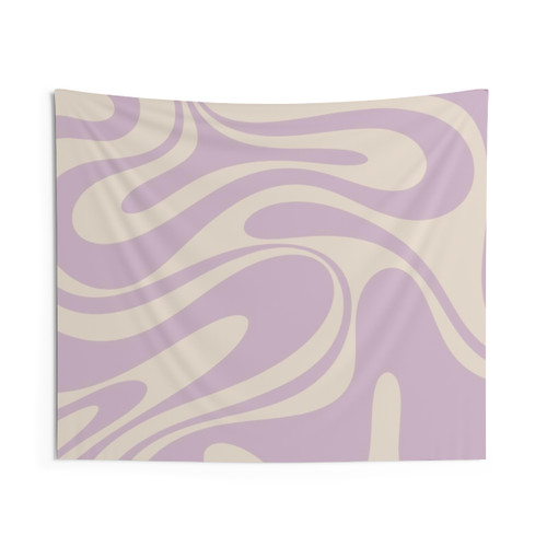 Retro swirl abstract tapestry in light lavender and cream