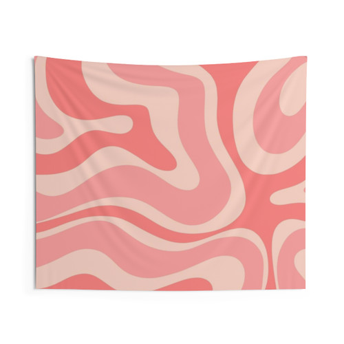 Retro Modern Abstract Tapestry in Blush Pink Tones