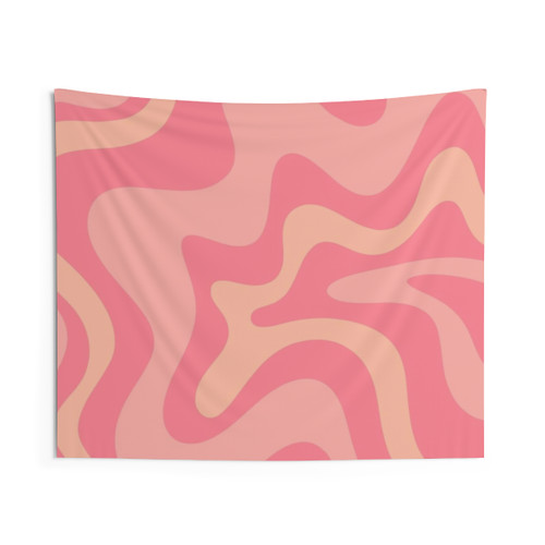 Retro Abstract Pattern Tapestry in Pink and Blush Tones
