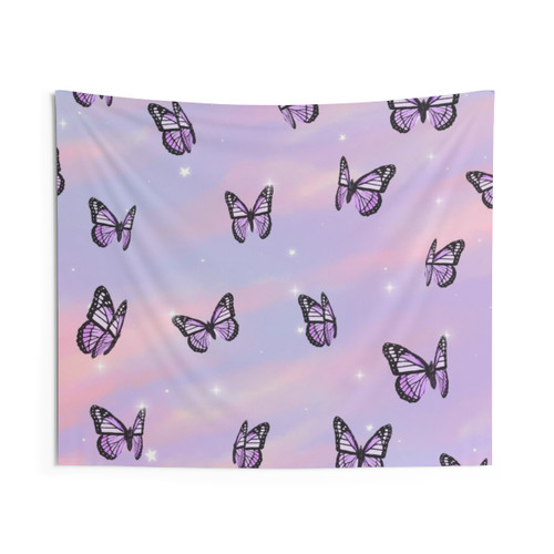 Kawaii purple butterfly tapestry
