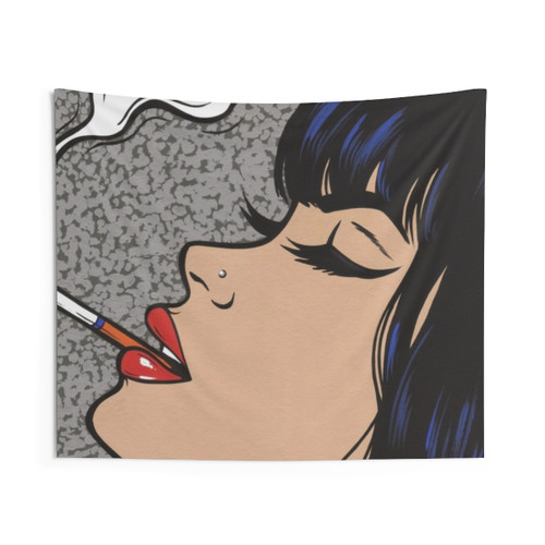 Vibrant Smoking Girl Pop Art Tapestry