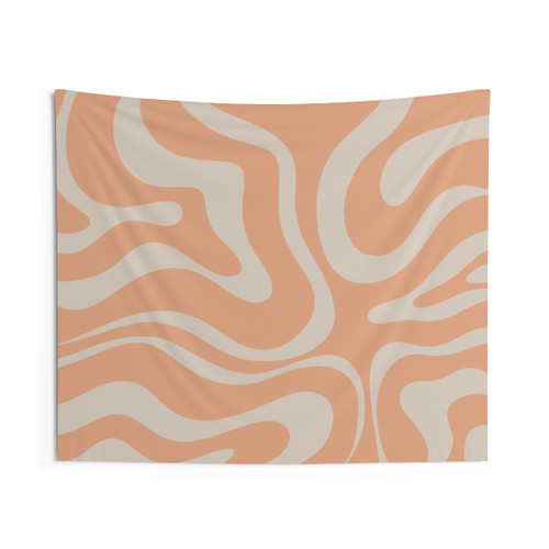Retro abstract pattern tapestry in apricot peach color