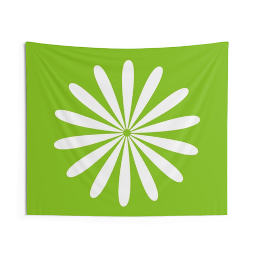 Minimalist Daisy Tapestry in Lime Green and White
