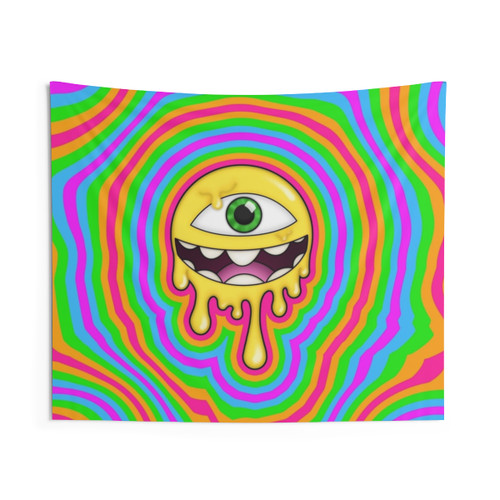 Drippy Round Cyclops Tapestry for EDM Fans