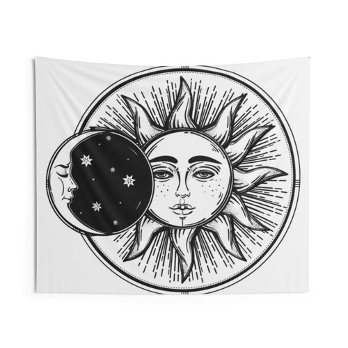 Boho Sun and Moon Hippie Tapestry Wall Hanging