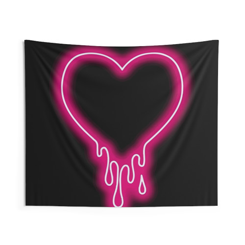 Dripping Neon Heart Tapestry