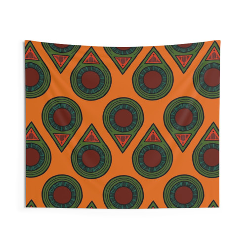 Tribal African Earthy Orange Teal Tapestry