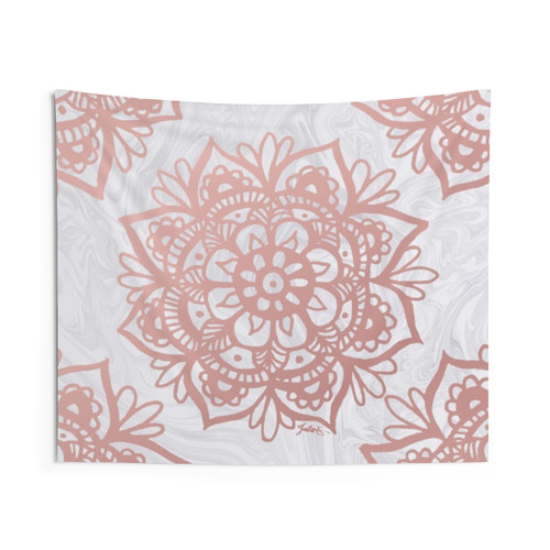 Rose Gold Mandala Tapestry for Bedroom and Dorm Decor