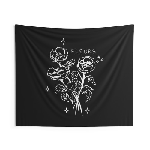 Handdrawn Boho Wildflower Tapestry Wall Hanging